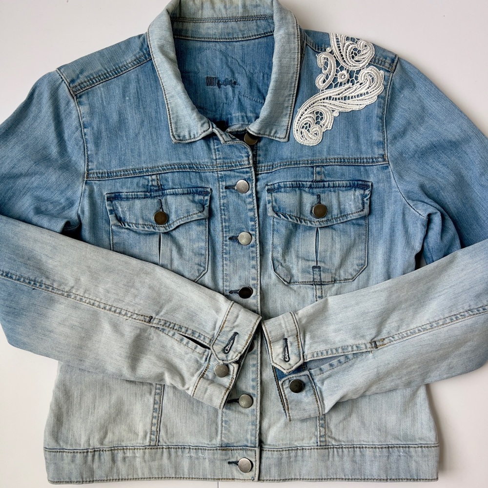 Kut from the Kloth Denim Jacket with Lace Detail - Picture 3 of 7